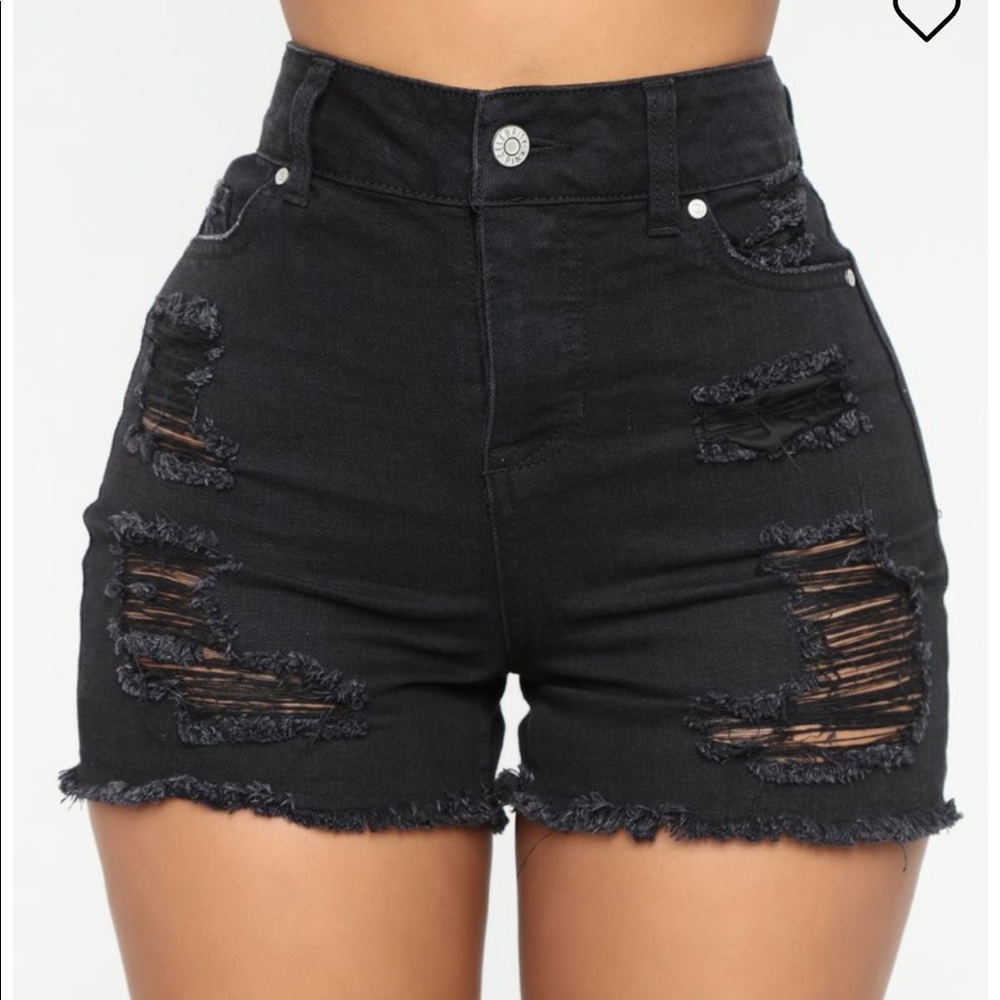 Black Distressed Denim Shorts